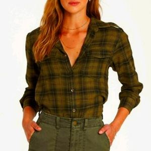 Billabong Plaid Flannel top in Green Sm NWOT